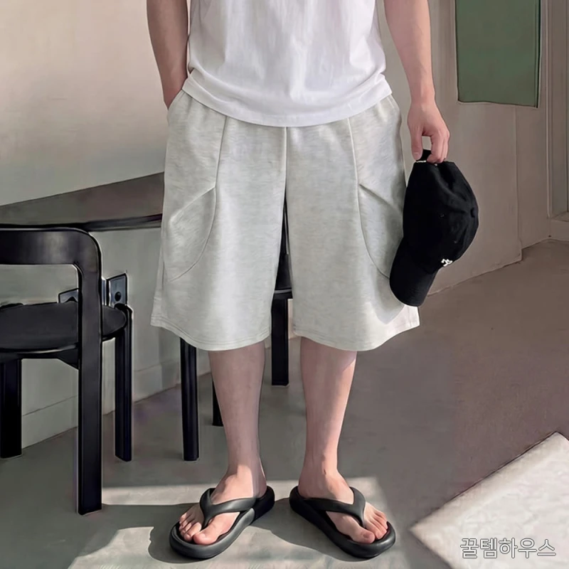 1+1 7부반바지 회색반바지 남자버뮤다팬츠 벌룬팬츠 상세 이미지 2