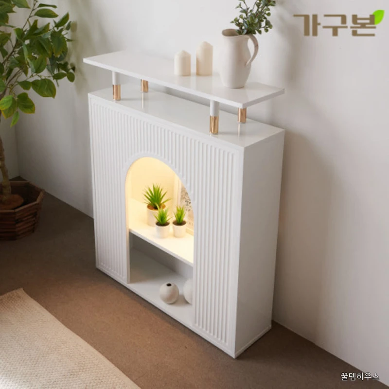 이본 인테리어벽난로 벽난로모형 선반 조명 상세 이미지 3