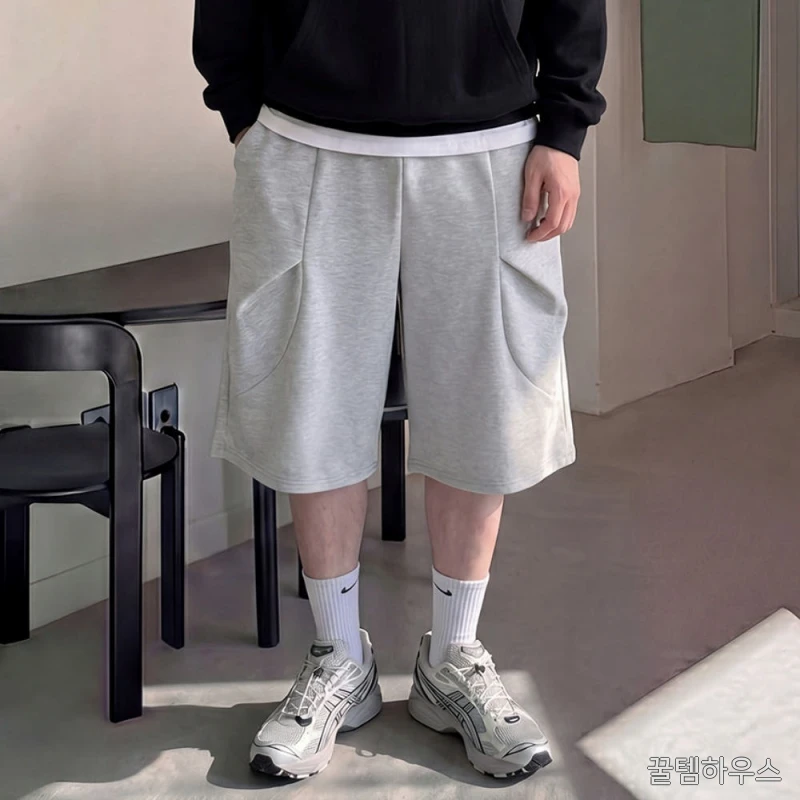 1+1 7부반바지 회색반바지 남자버뮤다팬츠 벌룬팬츠 상세 이미지 4