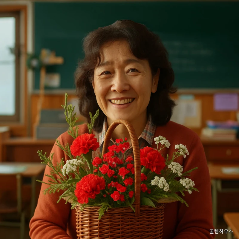 빨간 카네이션 레드 장미 꽃바구니 어버이날 스승의날 전국꽃배달 부모님 선물 생화 농장직영 상세 이미지 4