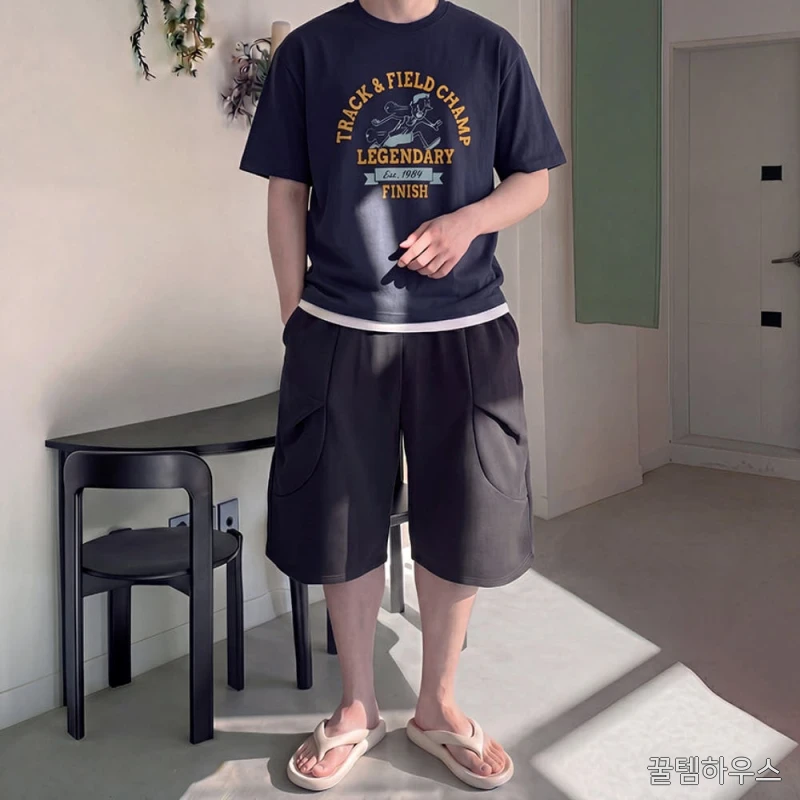 1+1 7부반바지 회색반바지 남자버뮤다팬츠 벌룬팬츠 상세 이미지 10