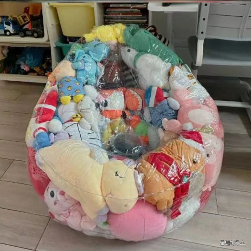 투명 에어빈백 휴대용 인테리어 커버 지퍼형 체어 의자 공기 에어소파 수납 에어쿠션 상세 이미지 2