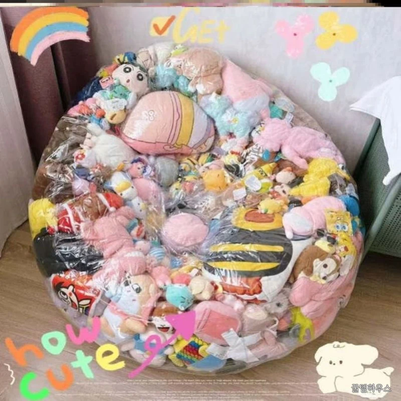 투명 에어빈백 휴대용 인테리어 커버 지퍼형 체어 의자 공기 에어소파 수납 에어쿠션 상세 이미지 3