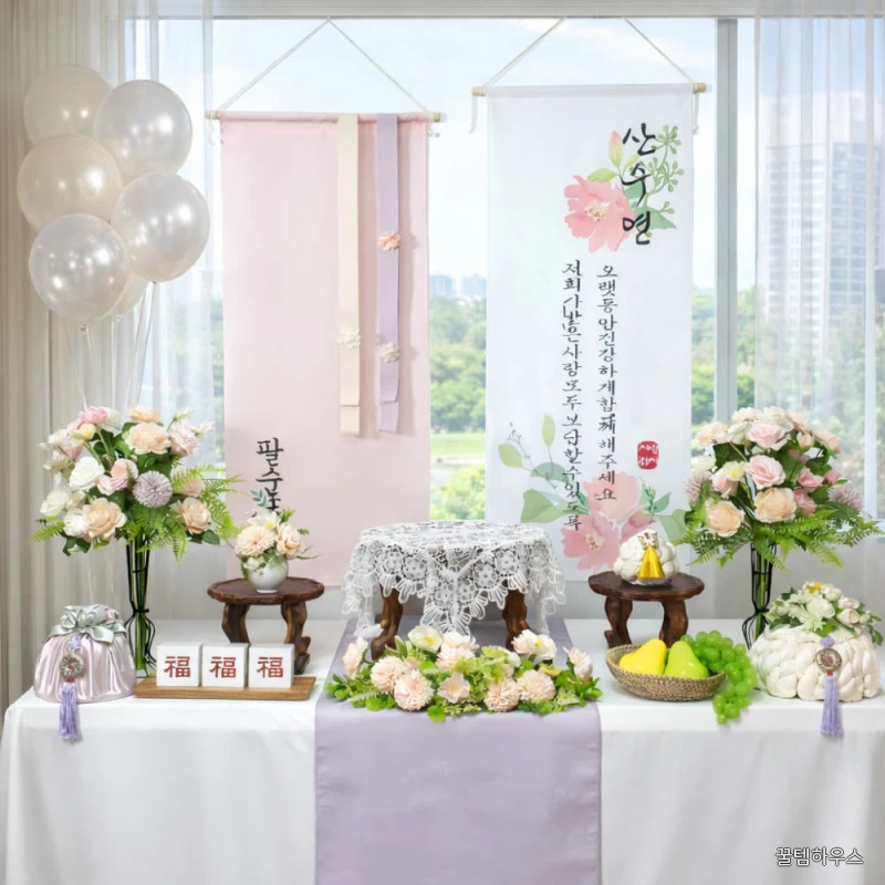 [당일발송가능] 팔순상차림 산수연 팔순상대여 셀프 80세 생신 잔치상 B06퍼플 상세 이미지 2