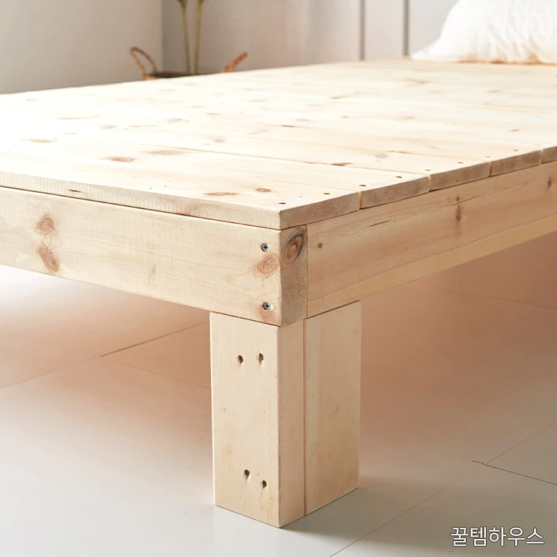 원룸 자취방 요양원 편안한 1인가구 원목침대 프레임 평상형 마루형 조립식틀 수납 미니 싱글 상세 이미지 7