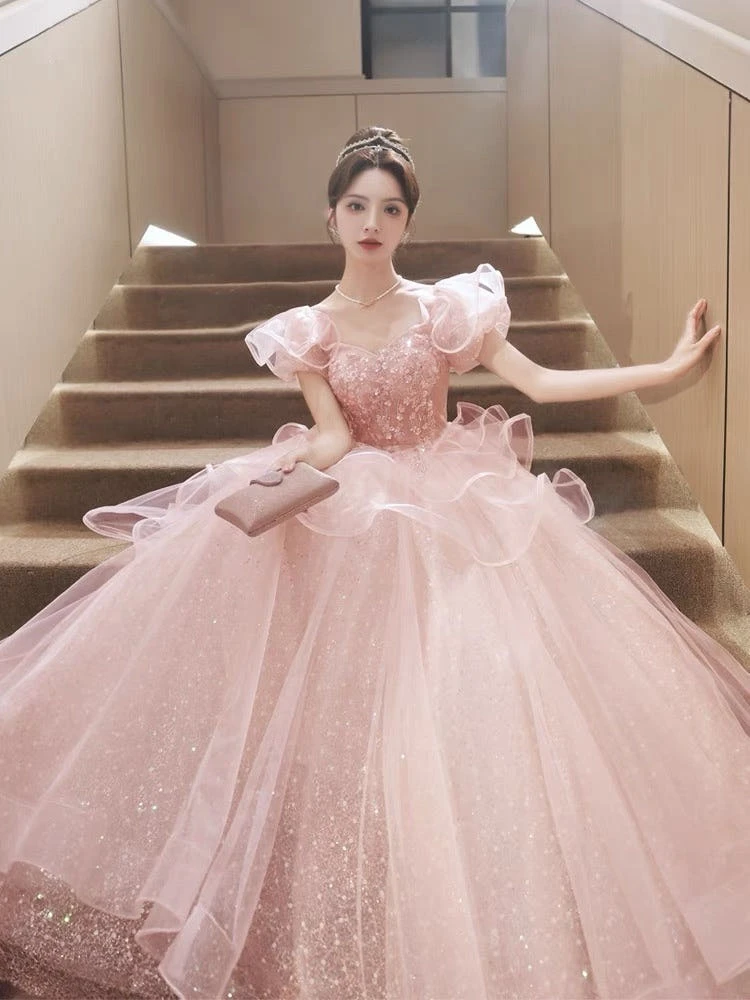 연주회 드레스 이브닝 브라이덜샤워 파티룩 프렌치 스커트 하이엔드 라이트 럭셔리 웨딩 촬영