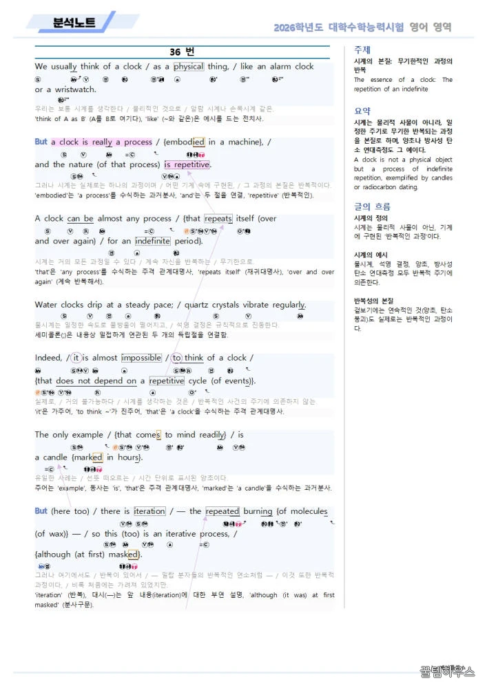 2026 대수능 수능 영어 기출 분석노트 변형 문제 워크북 상세 이미지 5