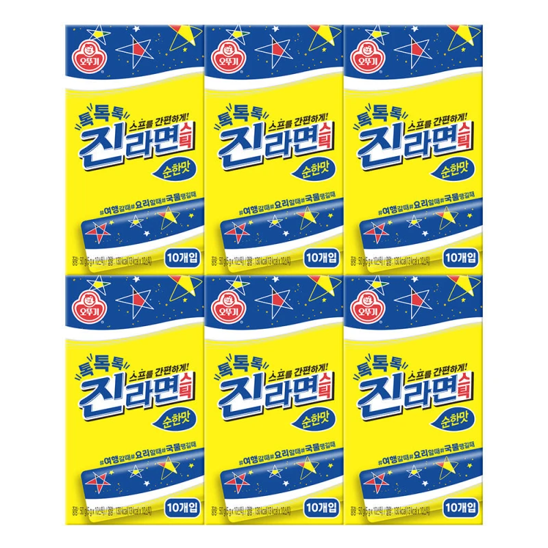 오뚜기 톡톡톡 진라면 스틱 순한맛 50g, 6개