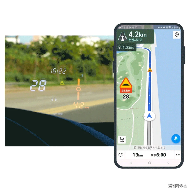 윈드실드 내비게이션 헤드업디스플레이 안드로이드오토 오리지널TMAP 자동차HUD 상세 이미지 7