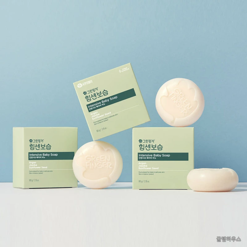 그린핑거 힘센보습 인텐시브 베이비 비누 블루베리 바닐라향 80g X 1EA / 유아비누,아기세안비누,아기목욕비누, 신생아 상세 이미지 2