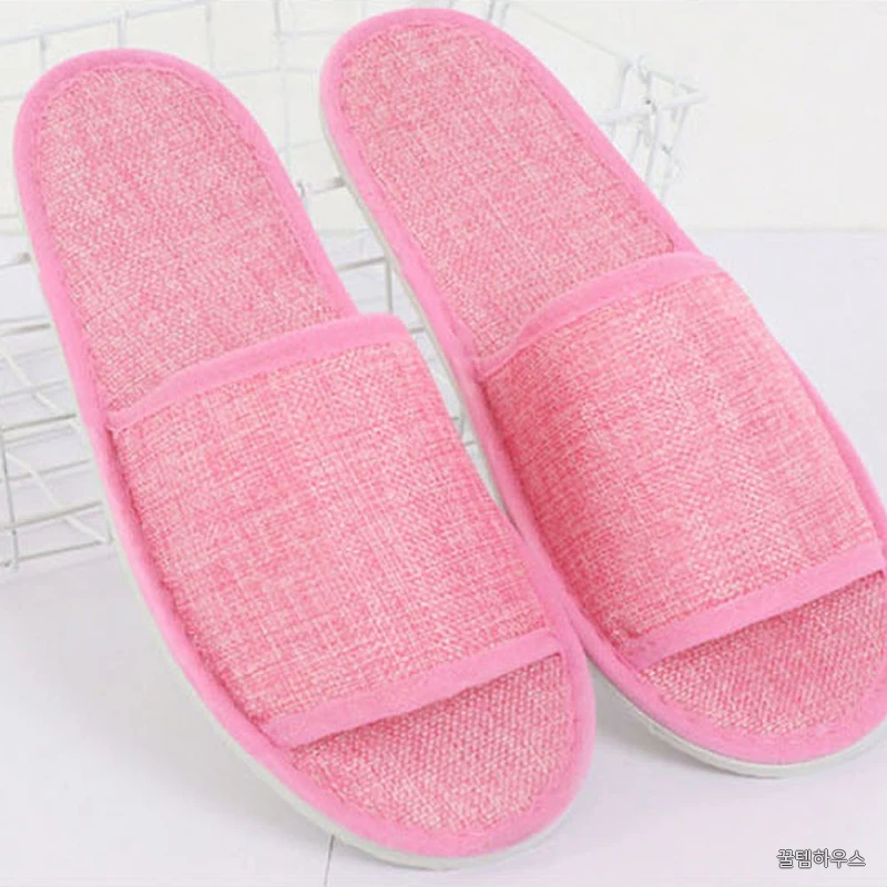 통기성좋은사무실용린넨슬리퍼 푹신한거실용린넨실내화 소음없는천실내화 2컬러 상세 이미지 3