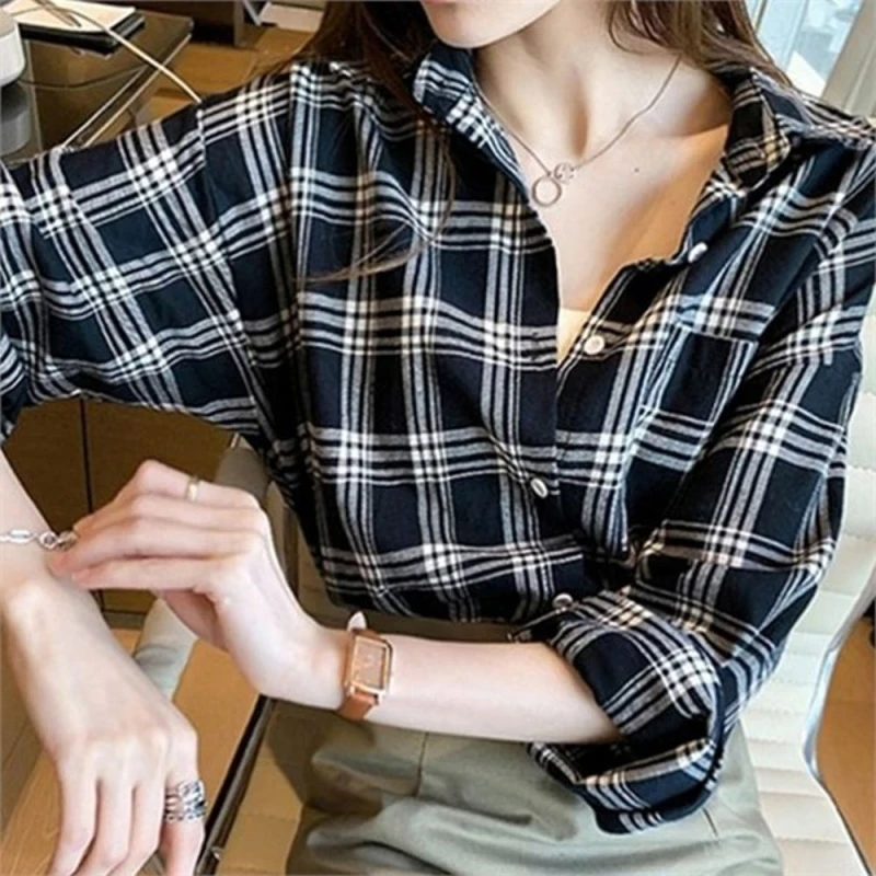 루즈핏 여성 체크 셔츠