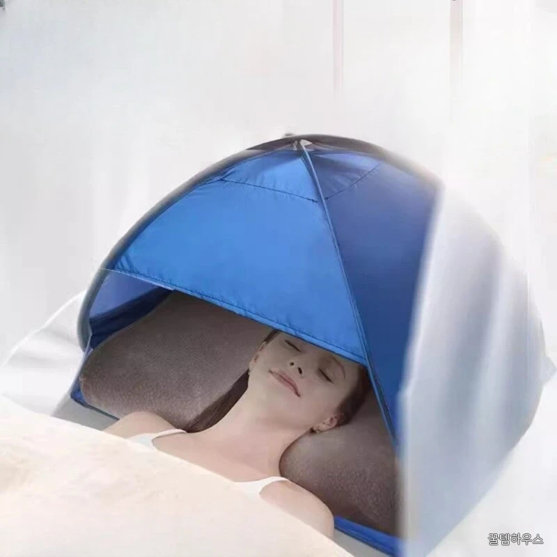 방음 빛차단 암막 개인용 얼굴 수면 텐트 햇빛가림 방풍 접이식 휴대 사파이어블루 은도금 M 상세 이미지 2