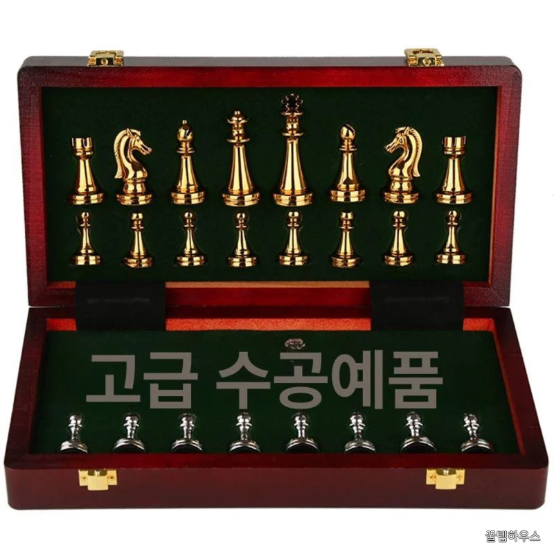 메탈 체스판 게임 레트로 체스말 선물 클래식 빈티지 취미 럭셔리 경기용 체스보드 상세 이미지 3