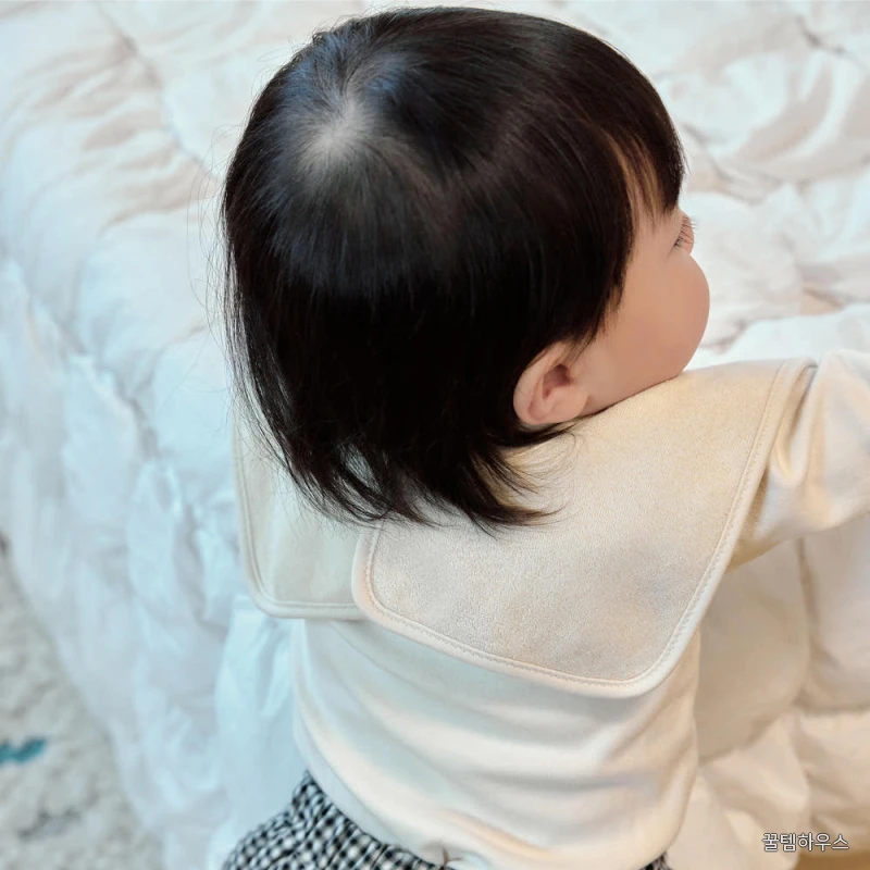 아기 턱받이 신생아 세일러 테리빕 오가닉 빕 침받이 베이비 천연염색 크림 상세 이미지 2