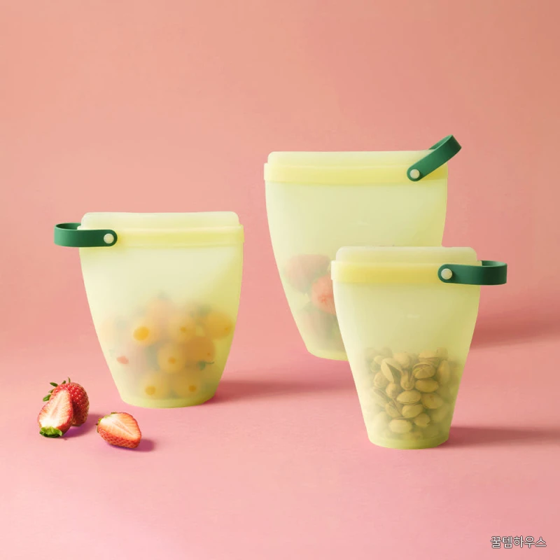 바로한끼 실리콘 지퍼백 컵형 1.1L 상세 이미지 2