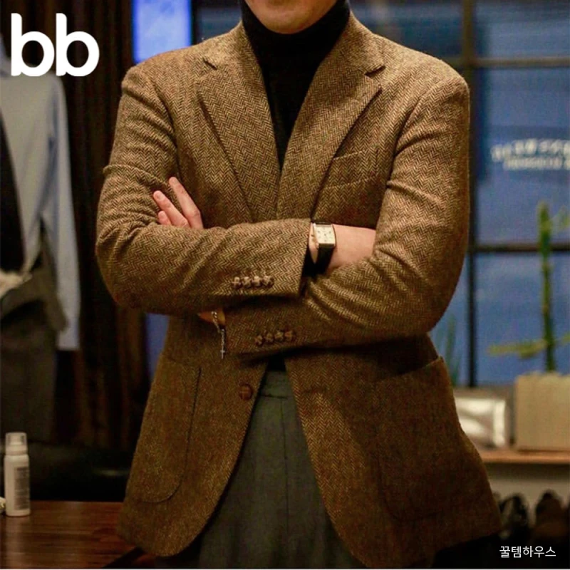 다크 그레이 정장 남자슈트 갈색 캐주얼 가을겨울 수트 여름 혼방 스판 정장세트 봄 투버튼 브라운 S 상세 이미지 2