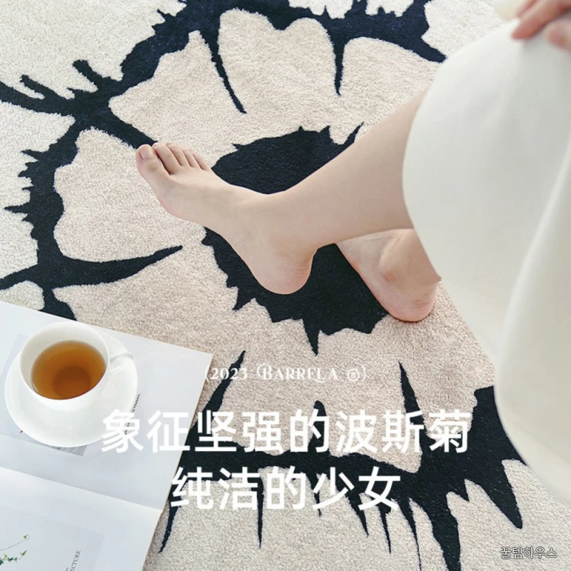 가장 거실 01 자연 불규칙두꺼운 디자인 부드러운 심플 몬스 오렌지 카페트 단모 100 원형 플라워 러그 넓은부분 엔틱 불규칙두꺼운 01 100 가장 넓은부분 상세 이미지 3