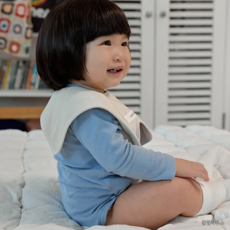 아기 턱받이 신생아 세일러 테리빕 오가닉 빕 침받이 베이비 천연염색 크림 상세 이미지 5