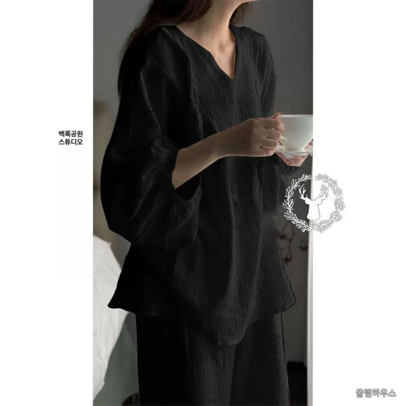 코튼 잠옷 홈웨어 파자마 상세 이미지 2