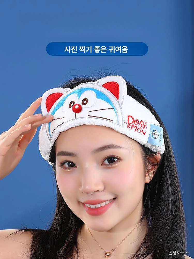 세안 헤어밴드 귀여운 캐릭터 메이크업 머리띠 마스크팩 전용 헤어후드 화이트 1개 상세 이미지 5
