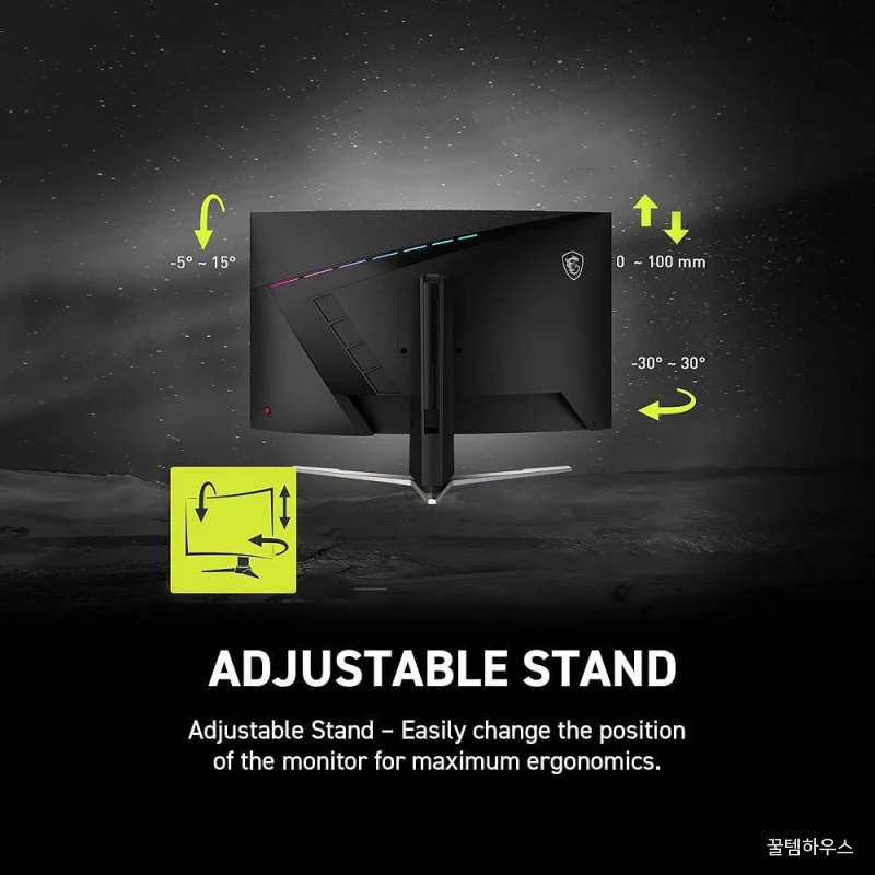 325CQRXF E2 31.5인치 2560 x 디스플레이 패널 VESA VGA 컴퓨터 240Hz, 가능, 1440(WQHD) 모니터, 블랙, 장착 조절 싱크, 포트, 기울기, 스피 상세 이미지 3