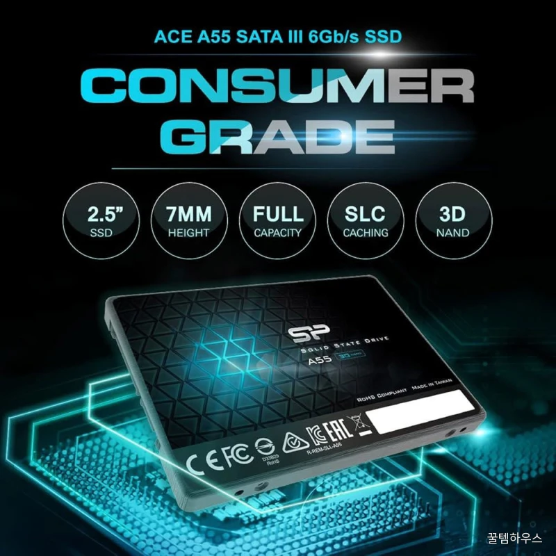 1TB SSD 3D NAND A55 SLC 캐시 성능 향상 SATA III 2.5 7mm(0.28 ) 내장 솔리드 스테이트 드라이브(SP001TBSS3A55S25) 상세 이미지 3