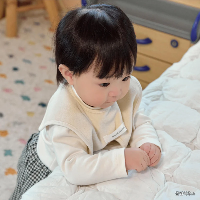 아기 턱받이 신생아 세일러 테리빕 오가닉 빕 침받이 베이비 천연염색 크림 상세 이미지 3