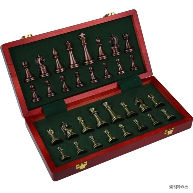 메탈 체스판 게임 레트로 체스말 선물 클래식 빈티지 취미 럭셔리 경기용 체스보드 상세 이미지 2