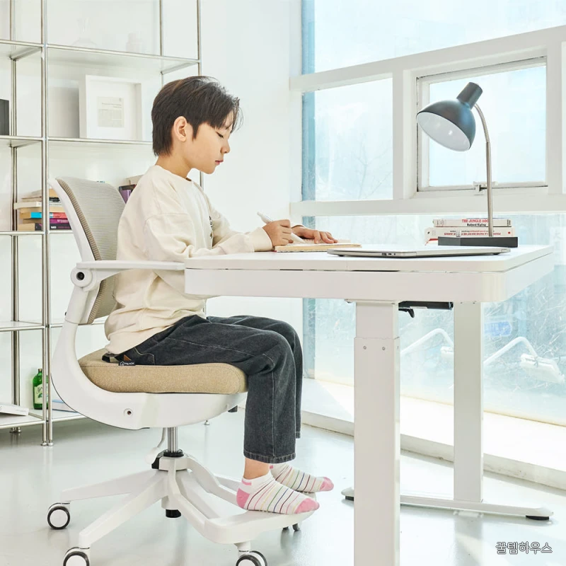 헤이체어 어린이의자 초등학생 책상 의자 팔걸이 수납 화이트-핑크(회전 중심봉) 상세 이미지 2