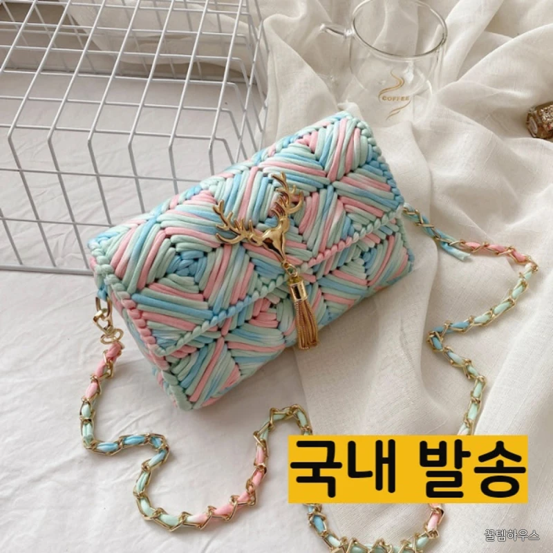 DIY 손뜨개 코바늘 뜨개질 망뜨개 망스티치 가방 만들기 키트 패키지 상세 이미지 3