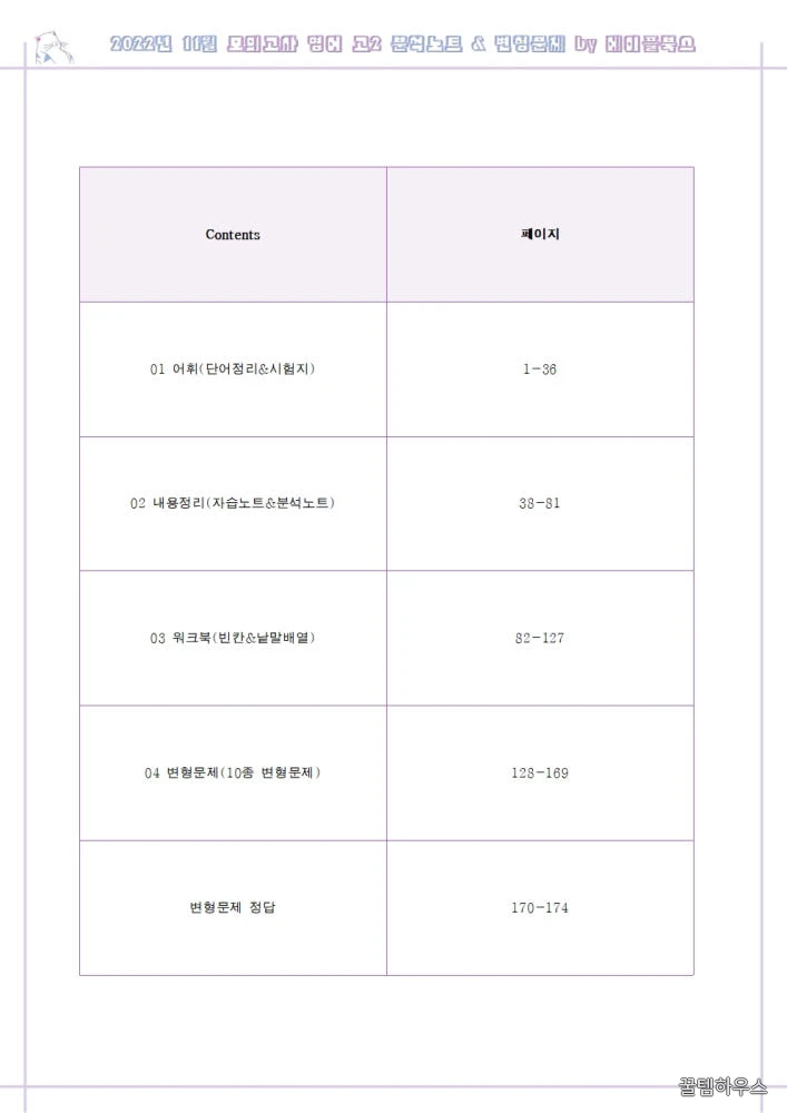 2022년 11월 모의고사 영어 고2 기출 분석노트 워크북 변형문제 상세 이미지 2