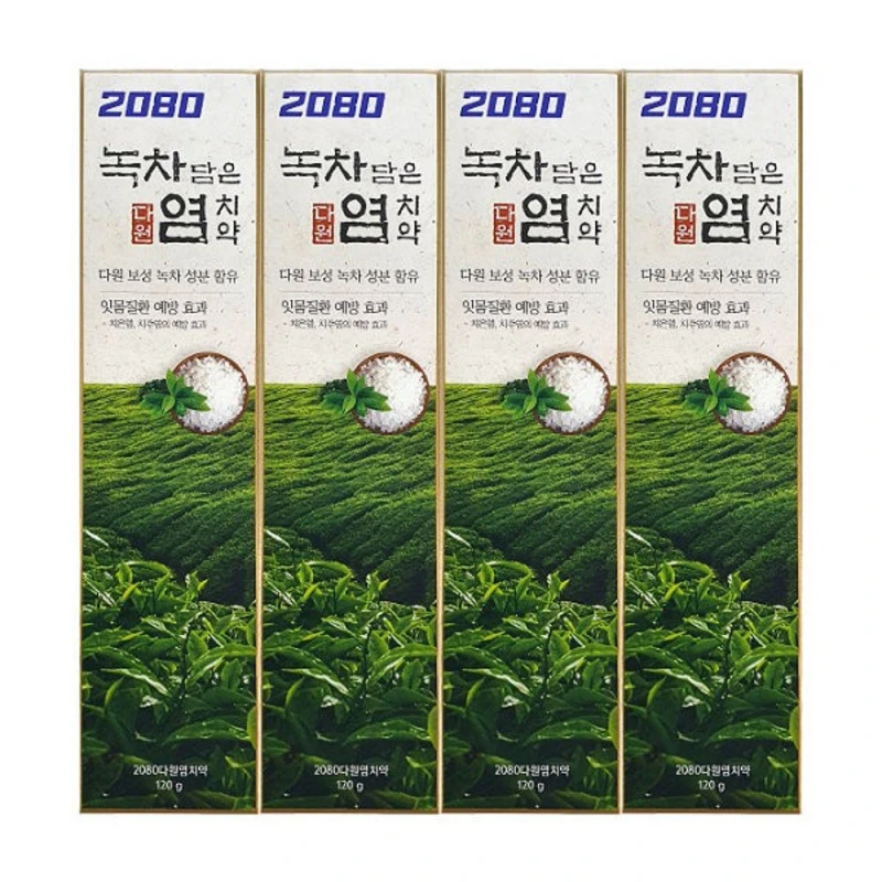 2080 녹차 담은 염치약 잇몸 질환 120g x 4입