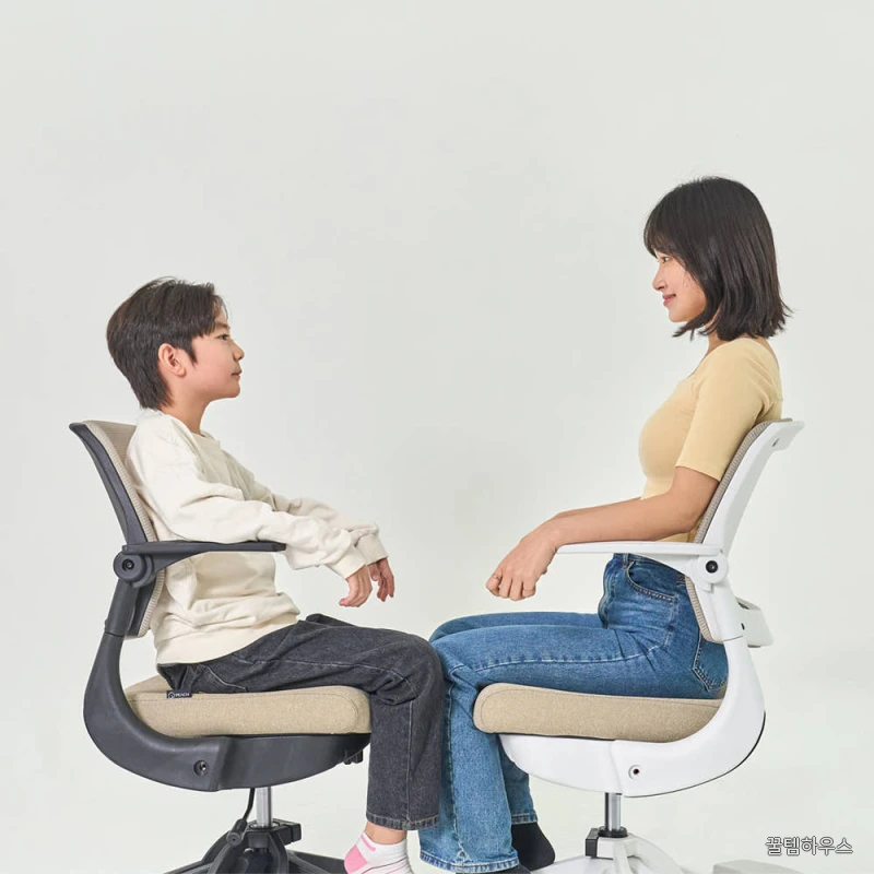 헤이체어 어린이의자 초등학생 책상 의자 팔걸이 수납 화이트-핑크(회전 중심봉) 상세 이미지 7