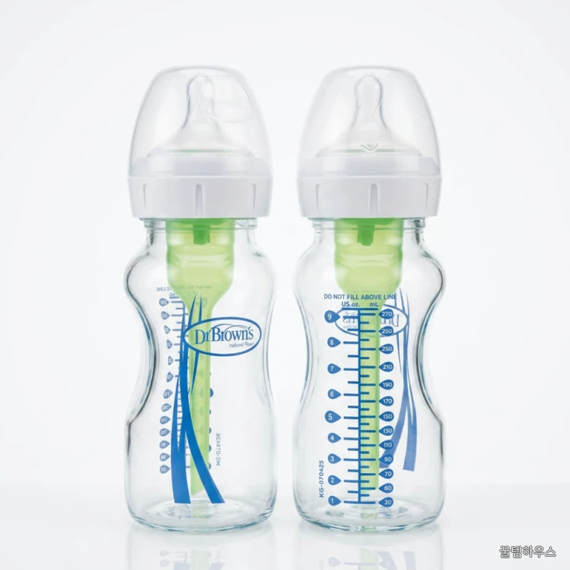 와이드넥 유리 젖병 세트 미국산 270ml, 화이트, 2개 상세 이미지 2